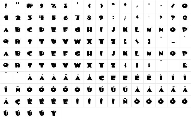 BlueMoon Regular Character Map