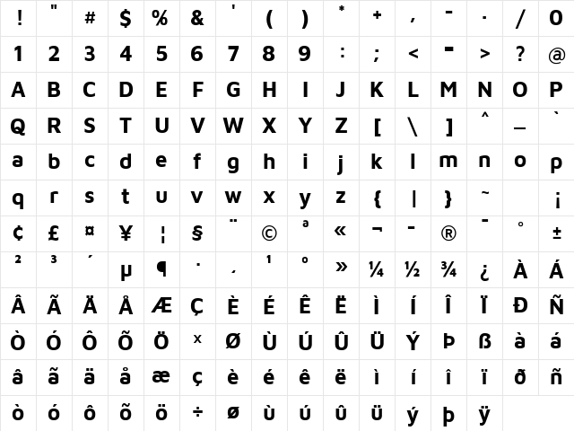 Maven Pro Bold Character Map