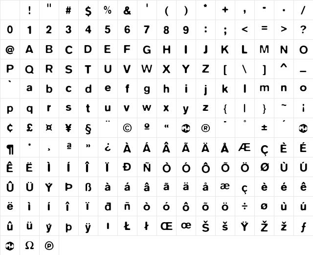 BlurMedium Regular Character Map