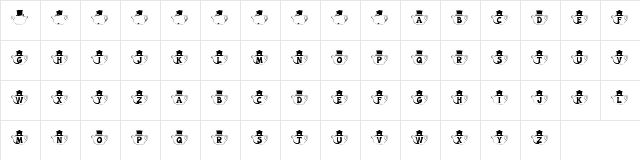 KR Mad Tea Party Regular Character Map