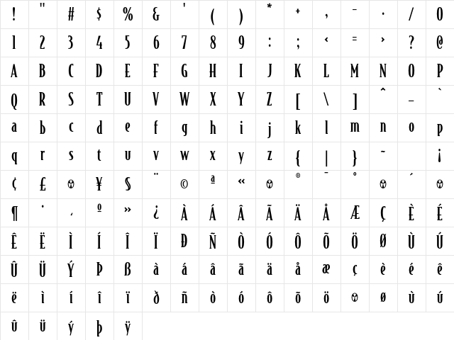 BodegaSerif Medium Character Map