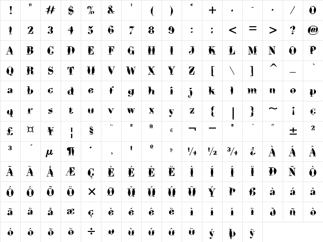 Bodoni Brush ITC TT Regular Character Map Bodoni Brush ITC TT Regular Character Map