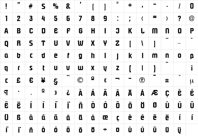 MaxBecker Bold Character Map