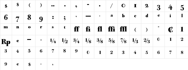 Bodoni Old Face BE Bold Expert Character Map