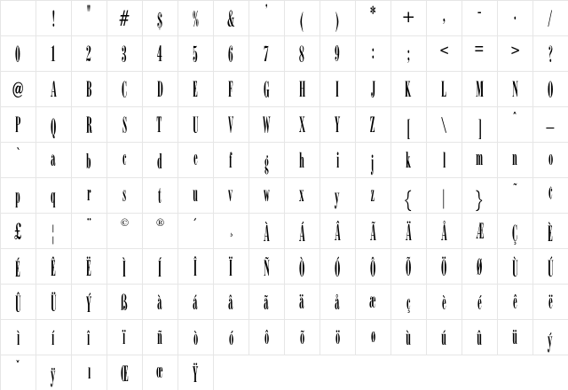 BodoniOpti Regular Character Map BodoniOpti Regular Character Map
