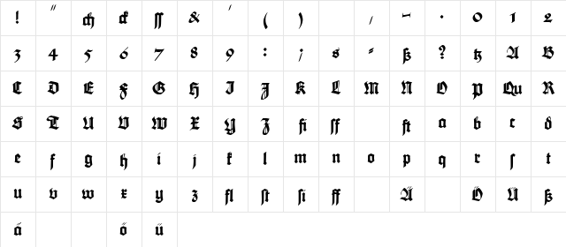 Maximilian Gotisch Regular Character Map Maximilian Gotisch Regular Character Map
