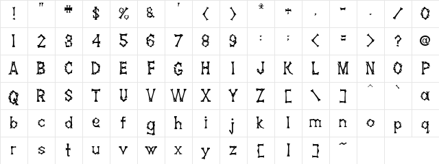 Bone Black Medium Character Map