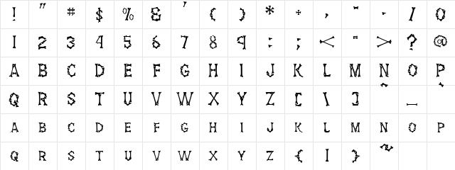 BONES Regular Character Map