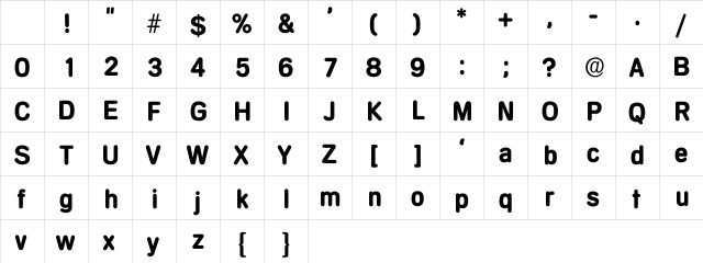 Bongo Regular Character Map Bongo Regular Character Map