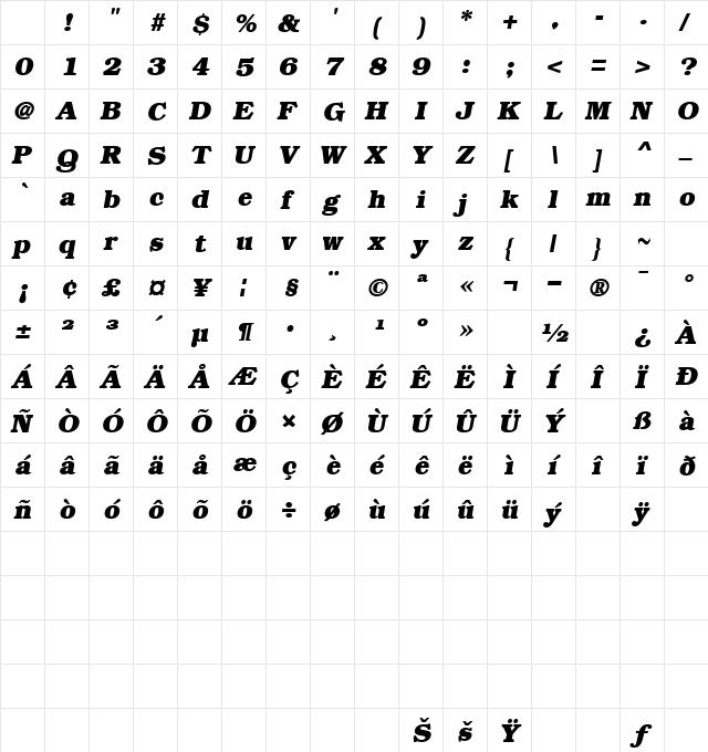 Book Bold-Oblique Character Map Book Bold-Oblique Character Map