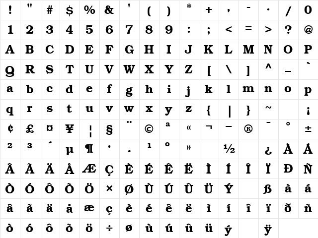 BookDemi Normal Character Map