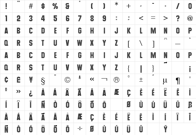 Maximus Regular Character Map