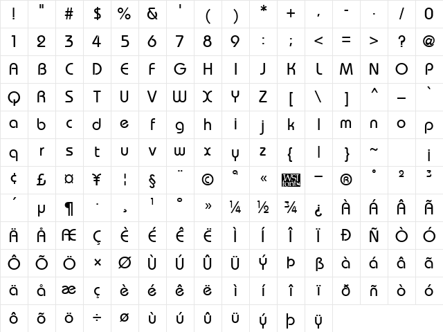 BordeauxMedium Regular Character Map BordeauxMedium Regular Character Map