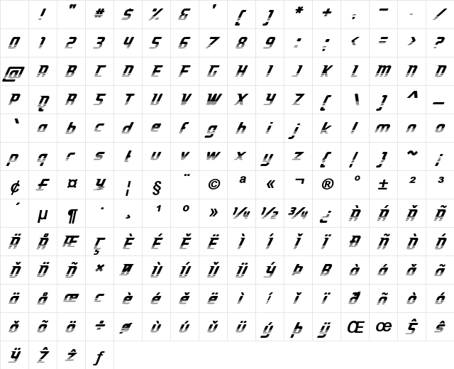 Borelo Bold Italic Character Map Borelo Bold Italic Character Map