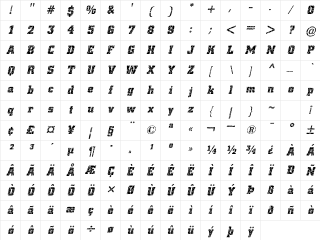 Borghs-Cracked Italic Character Map Borghs-Cracked Italic Character Map