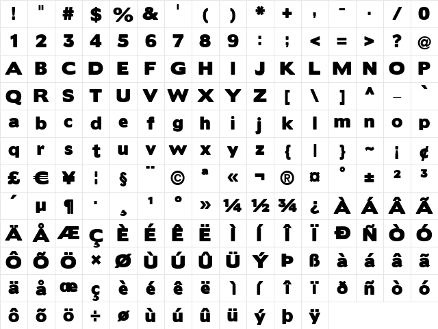 BorisBlackBloxx Regular Character Map