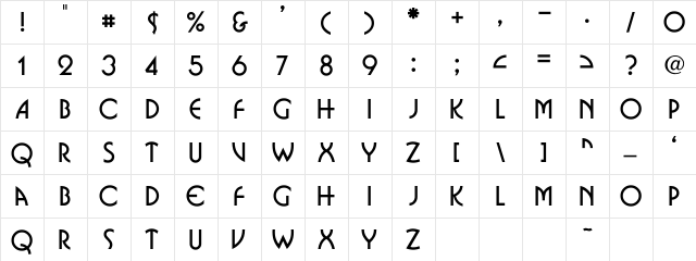 Bosanova Regular Character Map