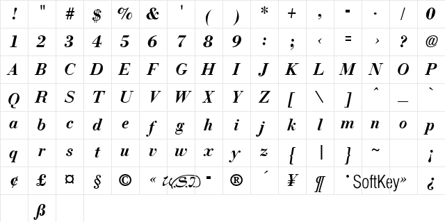 Boston Bold Italic Character Map Boston Bold Italic Character Map
