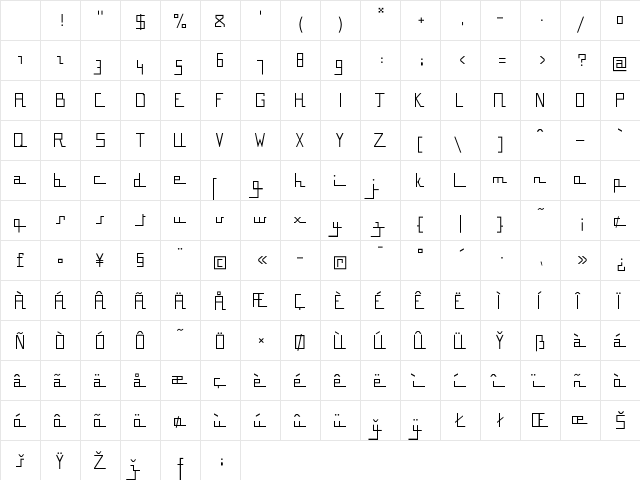 BousniCarre LT Std Light Regular Character Map