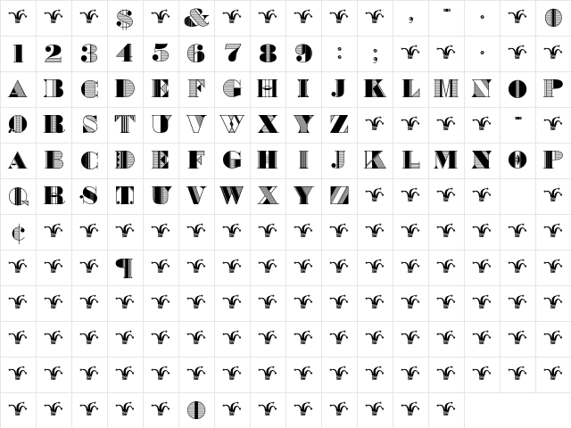 Bradley Initials Character Map