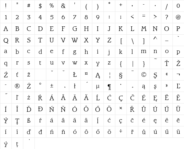 BramleyTEELig Regular Character Map