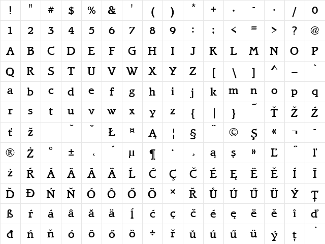 BramleyTEEMed Regular Character Map