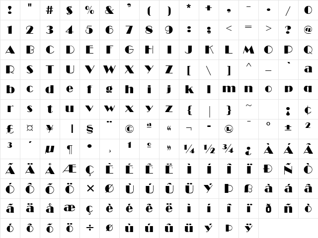 Brando Normal Character Map