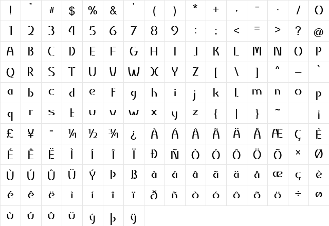 Braxon Bold Character Map