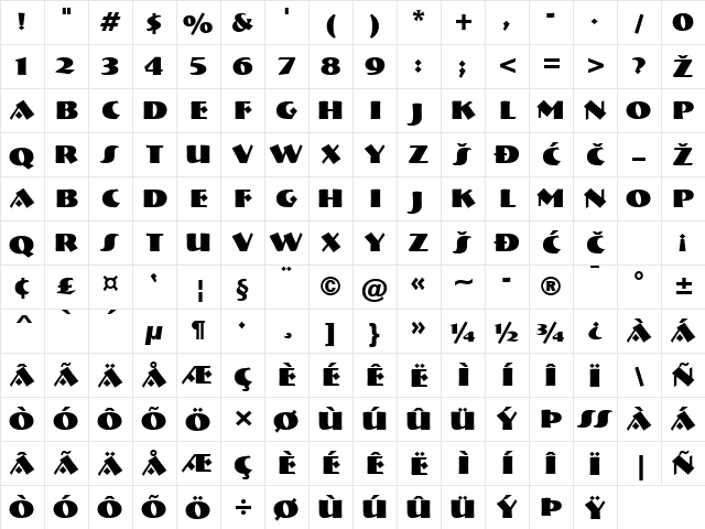Bremen Bold Character Map Bremen Bold Character Map