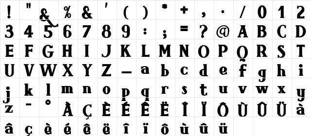 Brimborion Bold Character Map