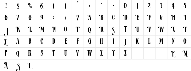 Mazam Regular Character Map