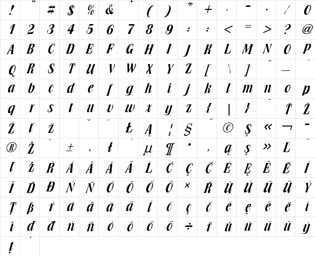 Brochure Normal Character Map
