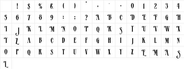 MazamaRegular Regular Character Map
