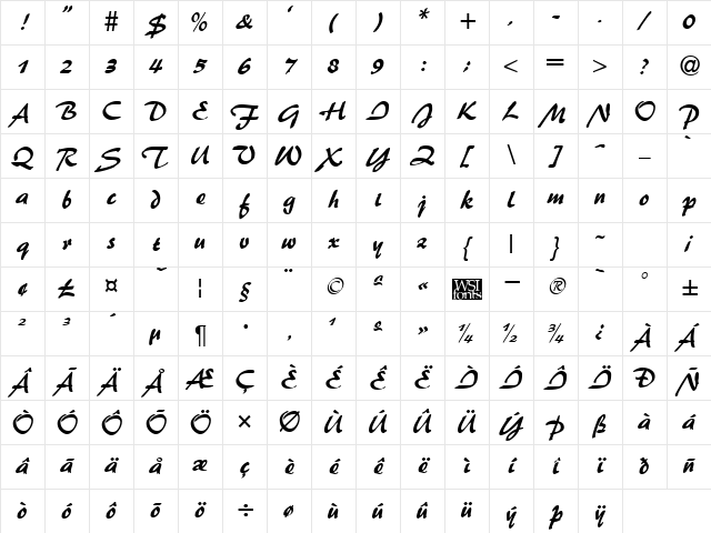 BrushFlash normal Character Map