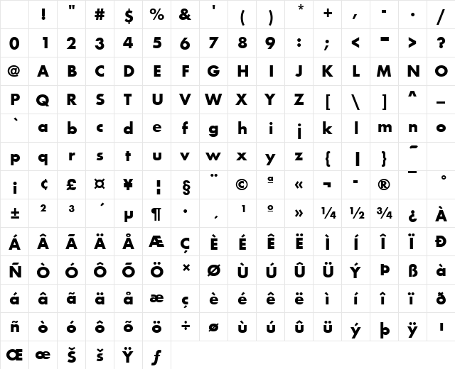 Ma Bold Character Map Ma Bold Character Map