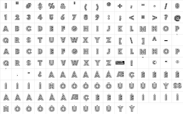 Budmo Jigglish Regular Character Map