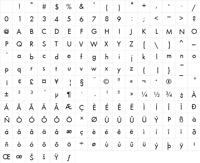 Ma Regular Character Map Ma Regular Character Map