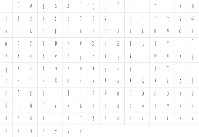 Bugler Extra-condensed Regular Character Map Bugler Extra-condensed Regular Character Map