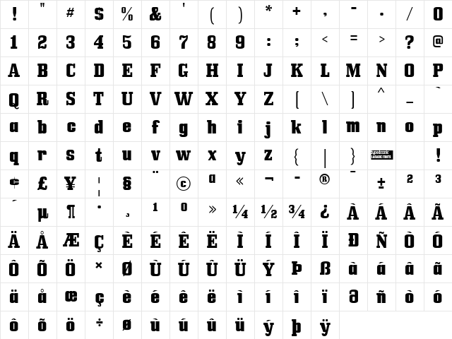 Bullpen Regular Character Map Bullpen Regular Character Map