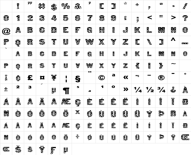 Bunting 1-Extended Normal Character Map