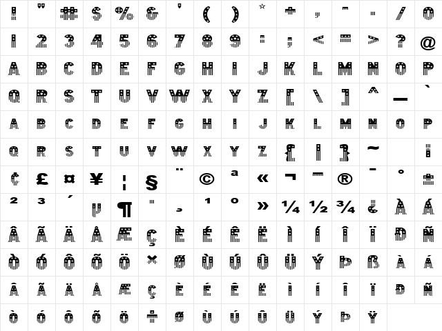 Bunting 2-Extended Normal Character Map
