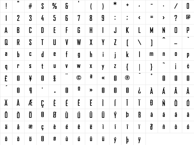 BureauAgencyBold Regular Character Map