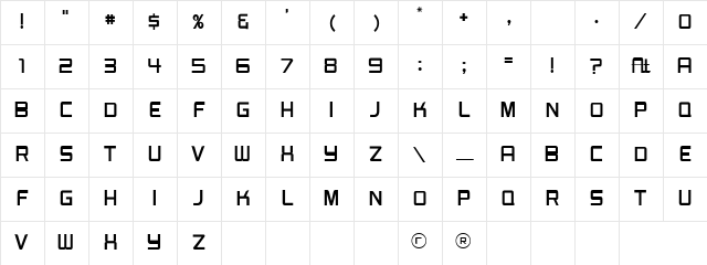 Burger Joint JL Regular Character Map