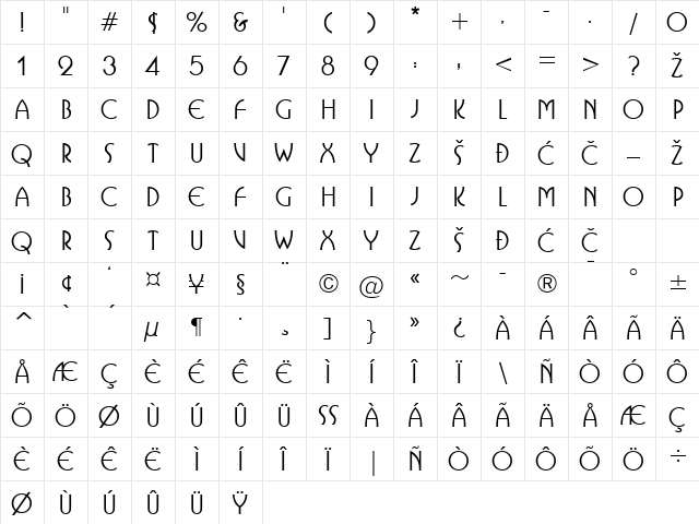 Busorama Regular Character Map Busorama Regular Character Map