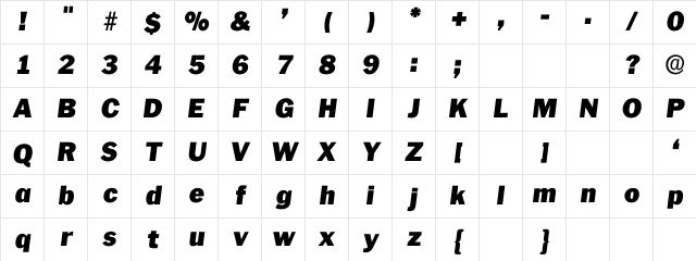 BusterItal Regular Character Map
