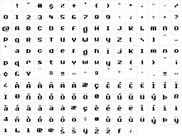 Bylinear Bold Character Map Bylinear Bold Character Map