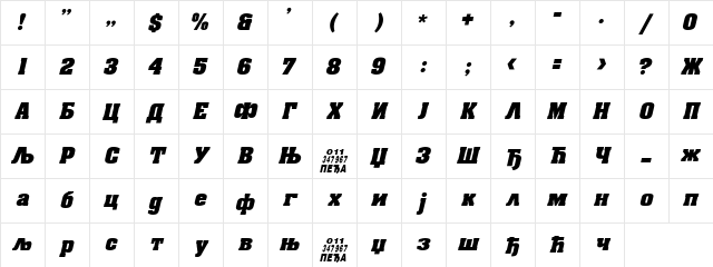 C_Aardvark Italic Character Map