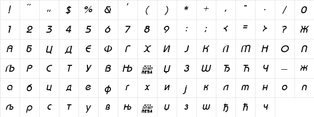 C_Bahamas Italic Character Map