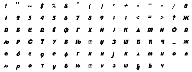 C_Blippo Italic Character Map
