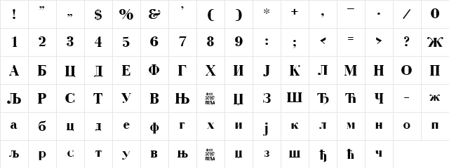C_Bodoni Bold Character Map